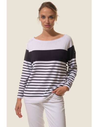 Pull femme col rond Orchidée