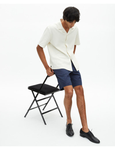 Chemise manches courtes nid d'abeille écrue ecru