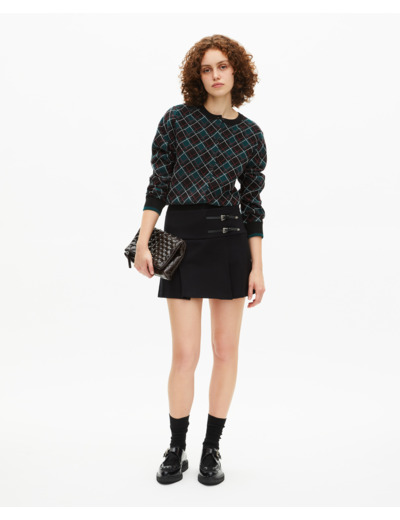 Jupe portefeuille avec boucles western courte noire black
