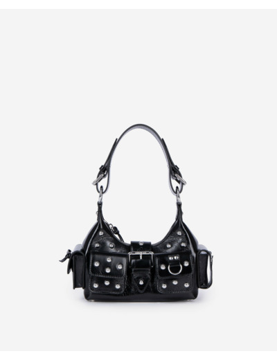 Sac amelia small en cuir avec studs black