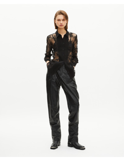 Chemise transparente en dentelle noire black