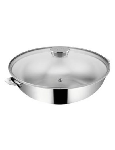 Poele Wok Inox Salvaspazio Avec Couvercle 26 Cm (3,3L)