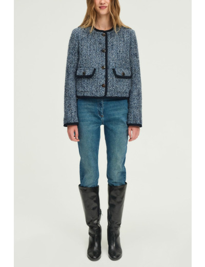 Veste sans col à chevrons - NAILA