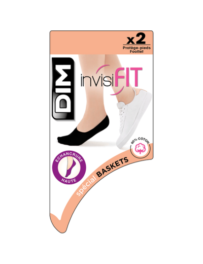 Lot de 2 protège-pieds blancs spécial baskets anti-odeurs InvisiFit 107D