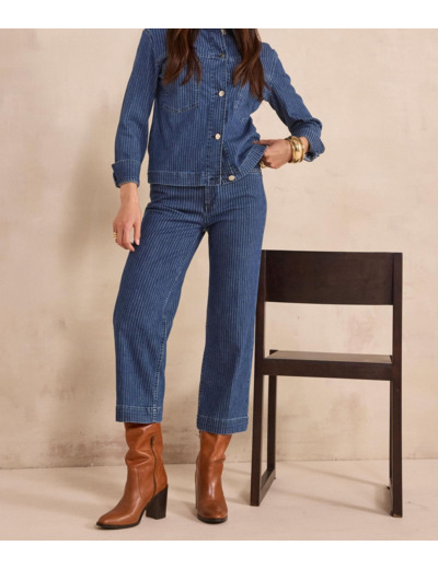 Jean droit et cropped à rayures en coton ROSIE