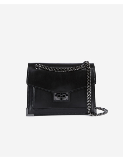 Sac emily small en cuir lisse noir black