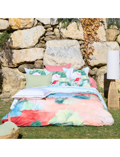 Housse couette À l'ombre des pins| Percale de coton aquarelle| Tradition des Vosges