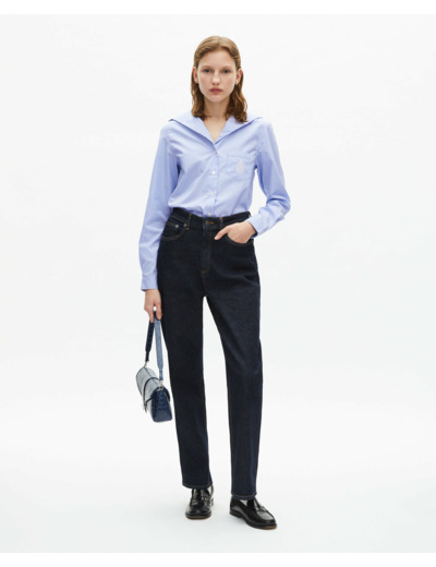 Chemise a manches longues col marin blue white