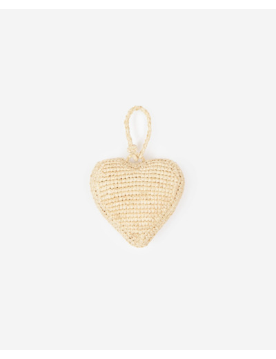 Bijou de sac cœur en raphia écru ecru
