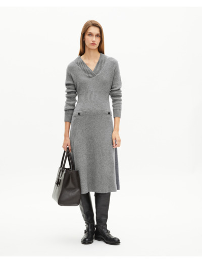 Robe longue en laine grise light grey