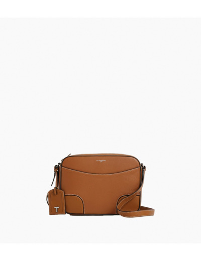 Sac bandoulière moyen modèle Romy en cuir grainé et lisse