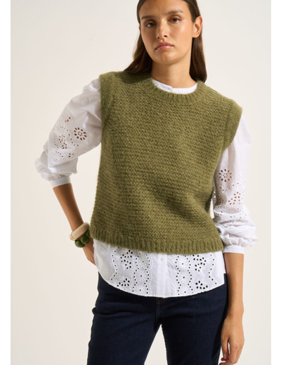 Pull à col rond sans manches