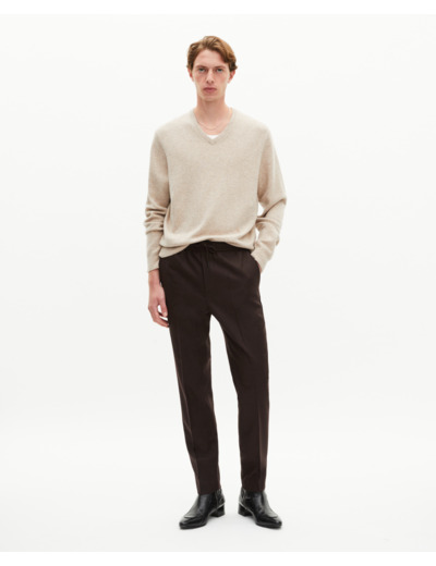 Pantalon droit en laine marron brown