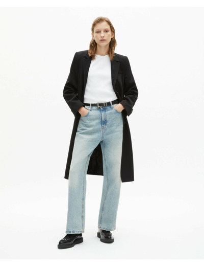 Manteau mi long avec details surpiqure black