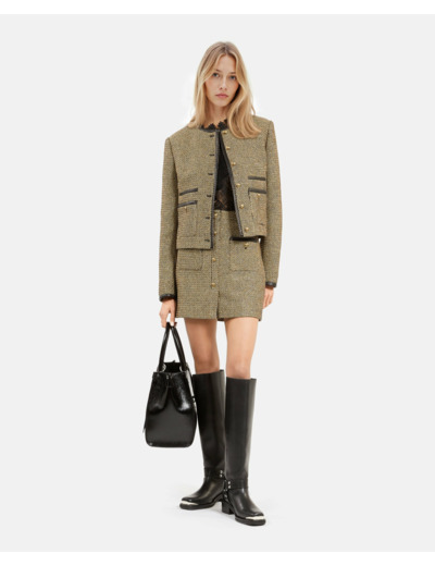 Veste courte en tweed black / gold