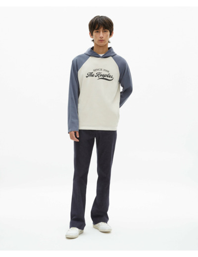 T-shirt manches longues raglants a capuche beige grey