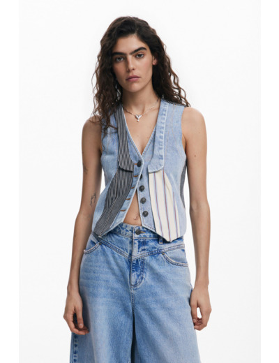 Gilet Sans Manches En Tissu – Femme