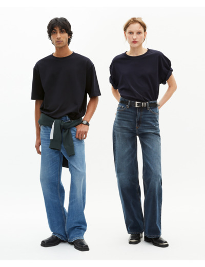 T-shirt mixte large uni bleu marine bleu