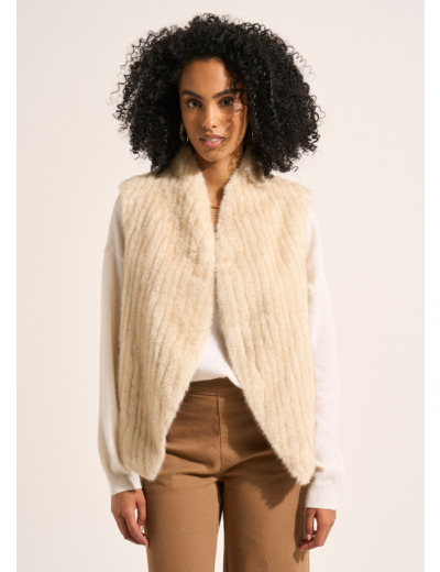 Gilet sans manches en fausse fourrure effet vison