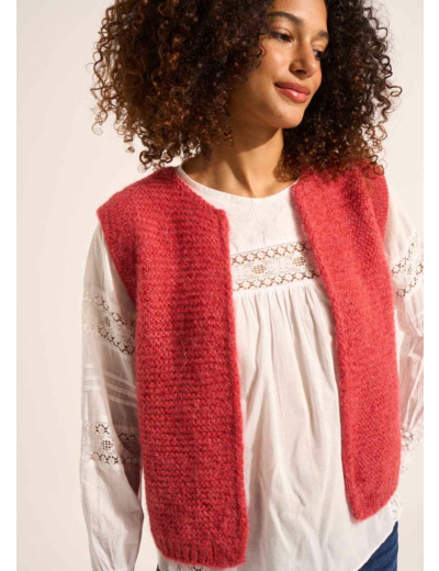 Gilet court sans manches en mohair
