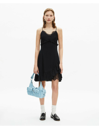 Robe courte a bretelle a dentelle black