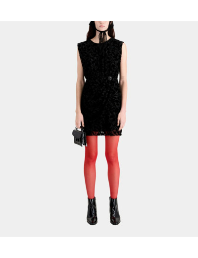 Robe courte noire en velours dévoré black