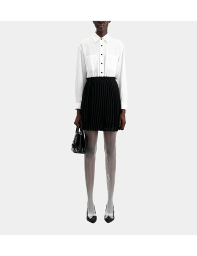 Robe courte plissée noire et blanche black white
