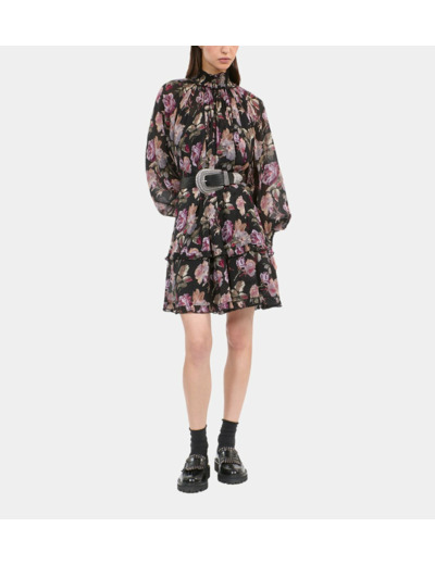 Robe courte imprimé fleuri black / purple