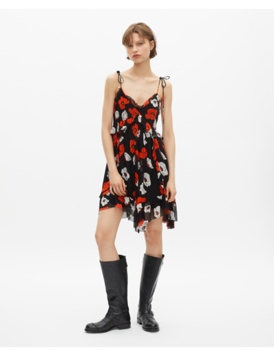 Robe courte imprimé fleuri noire black