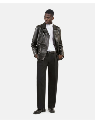 Double breasted leather jacket black