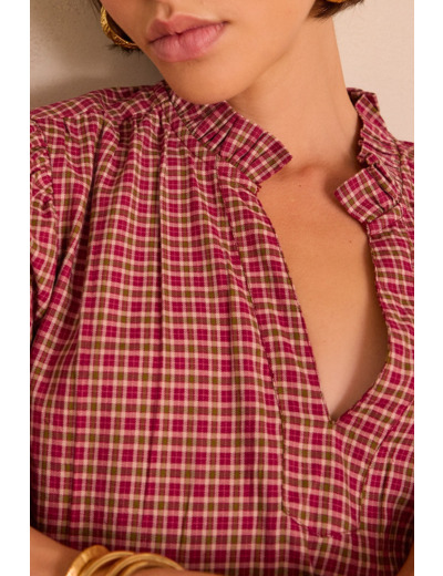 Blouse BETH en coton à carreaux
