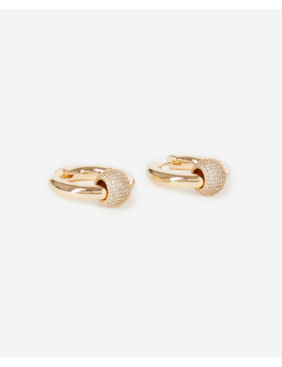 Boucles d'oreilles créole avec strass dorées gold