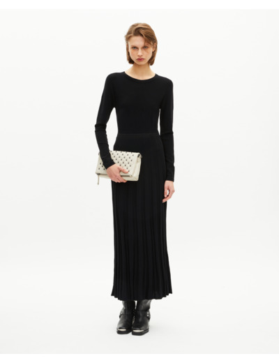 Robe longue en maille avec dentelle noire black