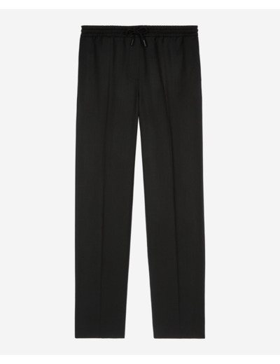 Pantalon droit en laine noir black