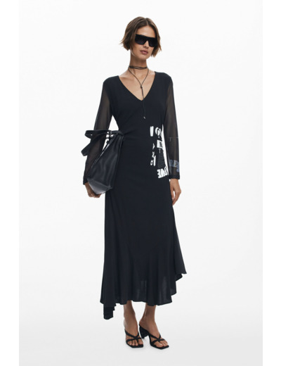 Robe À Manches Longues En Tissu – Femme