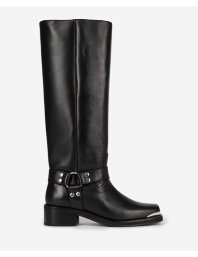 Bottes à sangles en cuir noir black