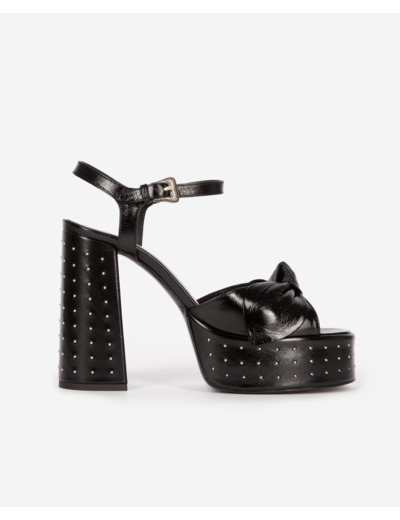 Sandales à talons cloutées en cuir noir black