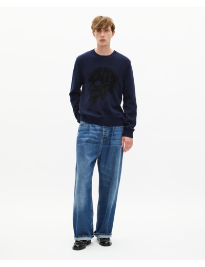 Pull tête de mort marine bleu