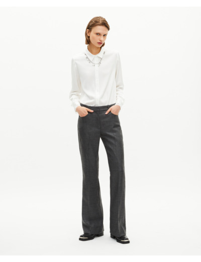Pantalon tailleur bootcut en laine gris foncé black