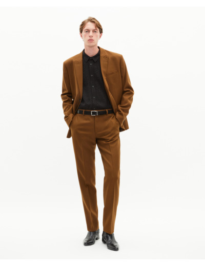 Veste de costume en laine marron tabacco