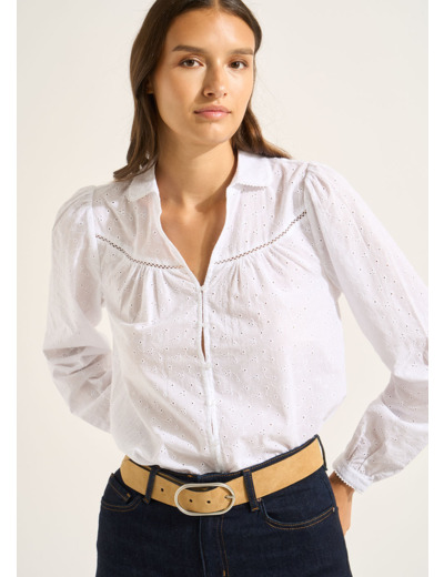 Chemisier en coton avec petites broderies anglaises
