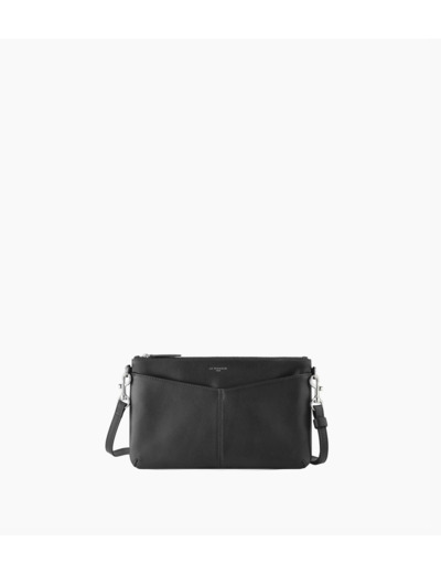 Sac pochette zippée avec bandoulière amovible Charlotte en cuir lisse