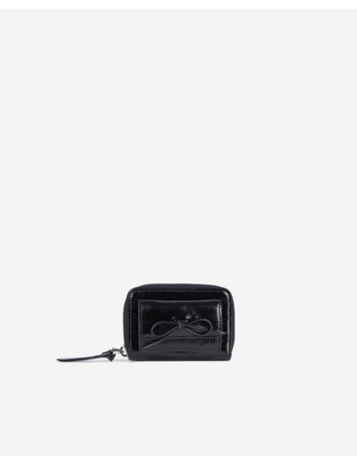 Porte-monnaie amelia en cuir craquelé noir black