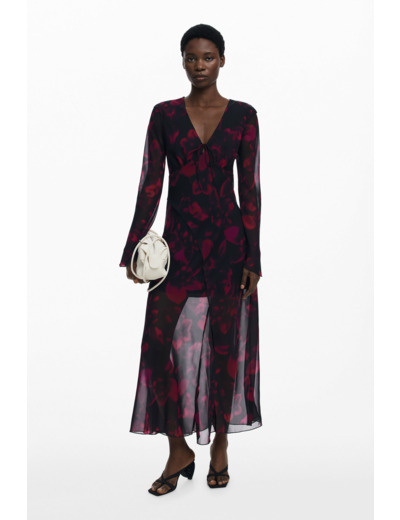 Robe À Manches Longues En Tissu – Femme
