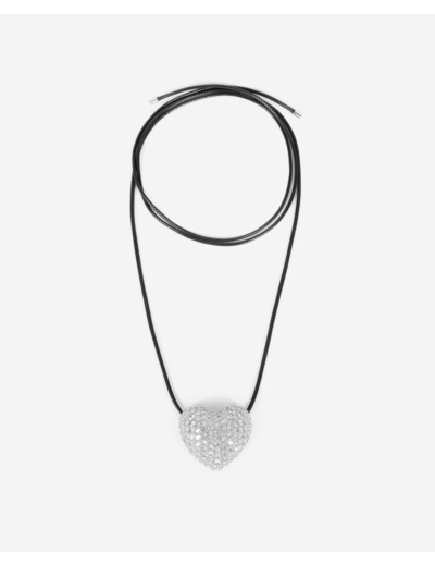 Collier pendentif cœur avec strass argenté silver