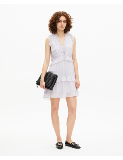 Robe courte avec volants lilas violet