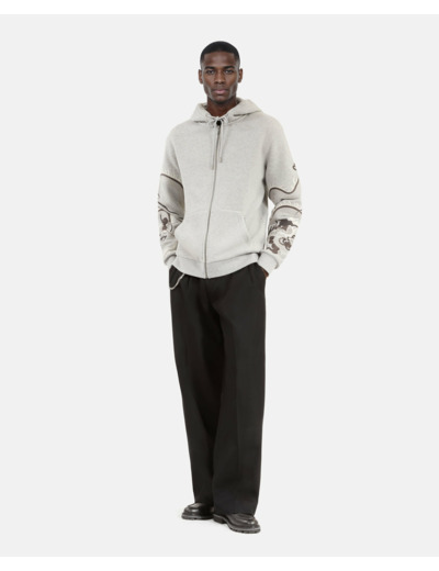 Sweat zippe broderie grey melange