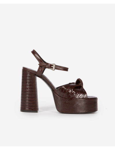 Sandales à talons en cuir marron brown