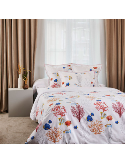 Housse couette Corail| Linge de lit percale | Tradition des Vosges