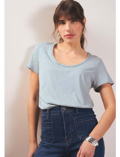 Tee-shirt col danseuse en coton modal